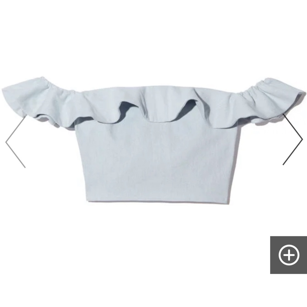 APIECE APART FLORIAN DENIM RUFFLE OFF-SHOULDER SMOCK TOP 2 - Picture 5 of 11